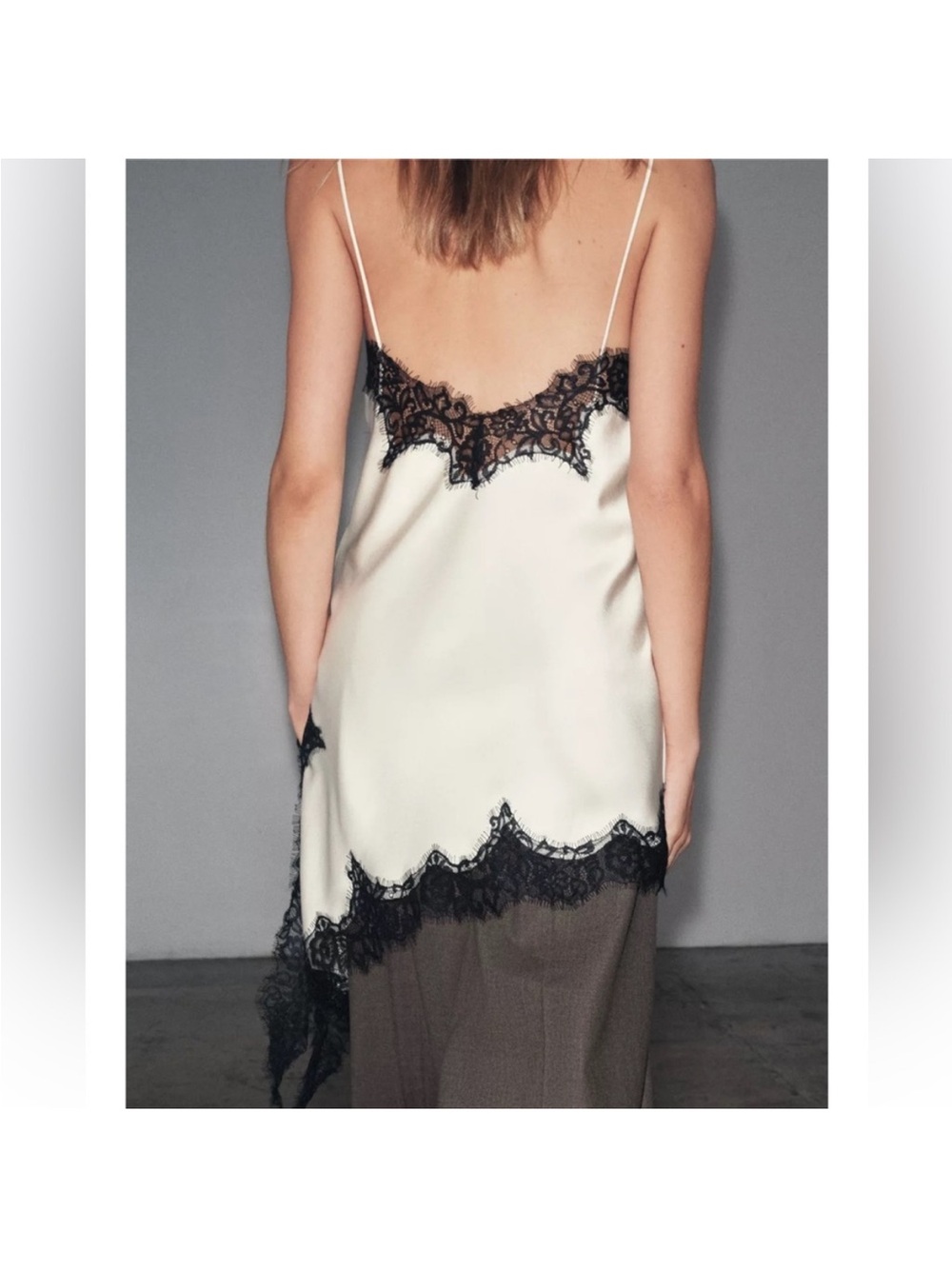 NWT Asymmetric lace slip dress - Picture 3 of 6